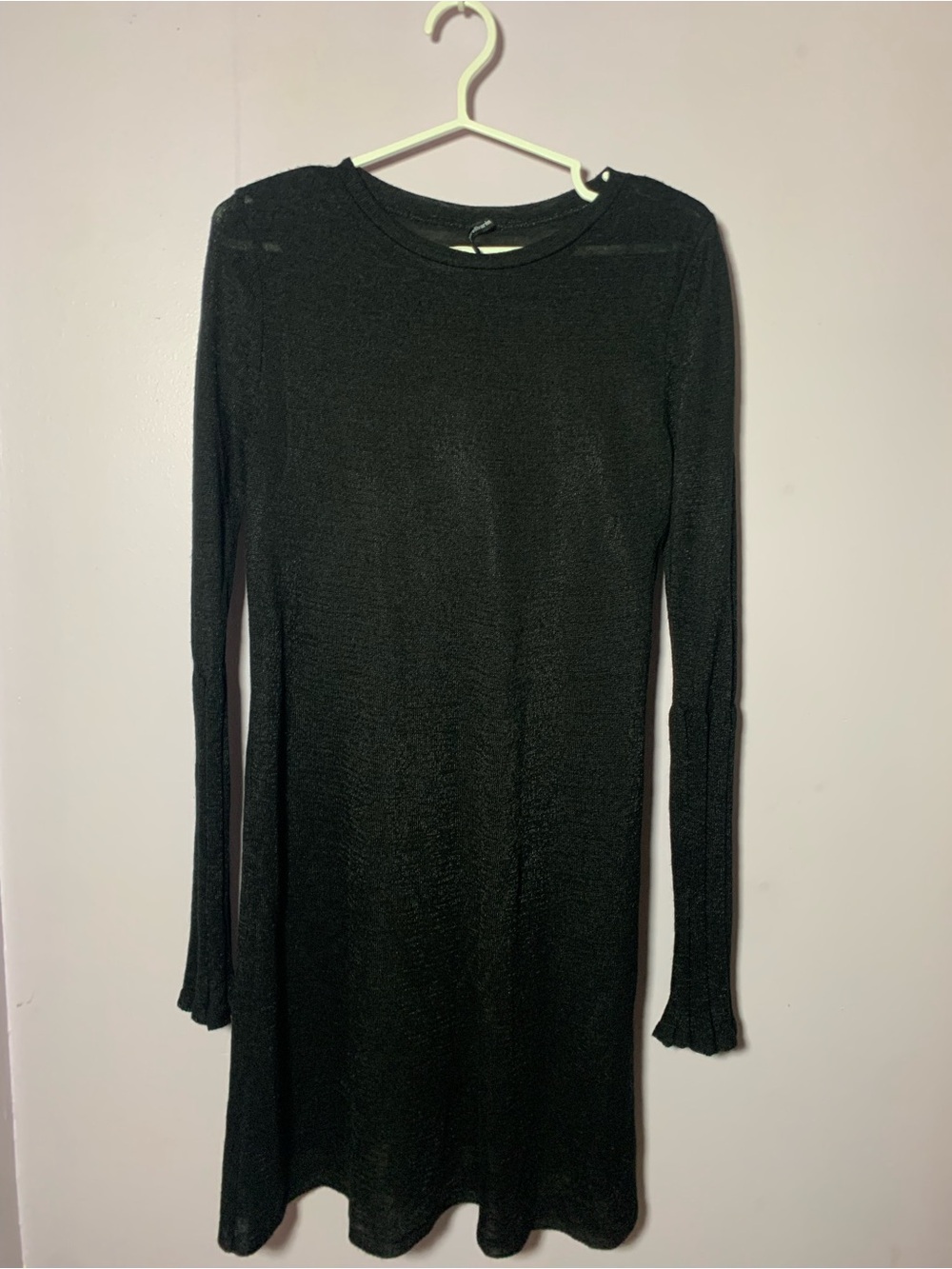 stradivarius Black Long-Sleeve Knit Dress
